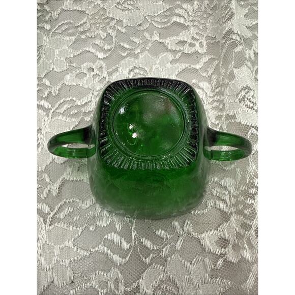 Vintage Anchor Hocking Charm Forest Green Square Creamer & Sugar - Picture 8 of 8
